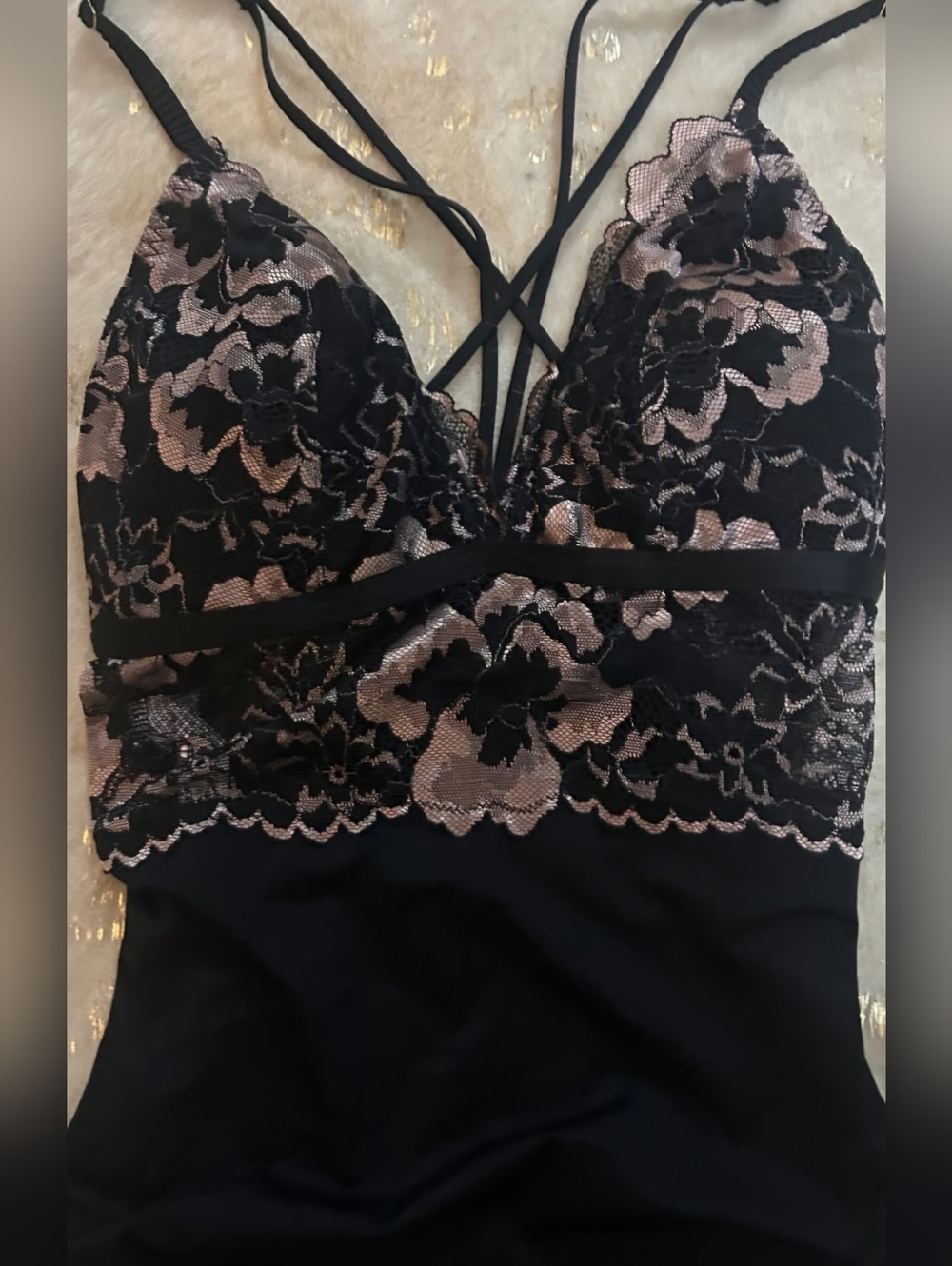 Auden Intimates Body Suit/Negligee Black/Nude Size M